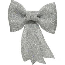Peragashop - Kaemingk Kunst-Schleife Glitterhänger 13 x 14 cm silber Deko