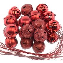 Peragashop - Kaemingk Weihnachtsdeko Glocken Rot 3 Oberflächen ø 3 cm Metall - 12er Set