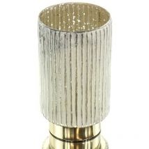Kaemingk - Weihnachtsteelichthalter Glas Weiß ø ca. 10 cm Höhe 18,5 cm - Glas