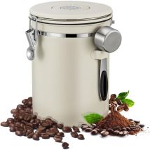 Kaffeebehälter aus Edelstahl – luftdichter Kaffeebehälter zur Aufbewahrung von Kaffeebohnen, 1200 ml Fassungsvermögen mit Messlöffel und Datumsrad,