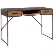 Altobuy - kahla - Bureau 2 Tiroirs 1 Plateau Coulissant Bois et Métal