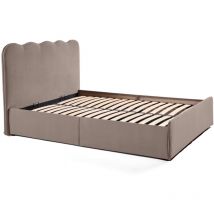 Kahlo - lit coffre - 160x200 - en velours - sommier inclus - taupe