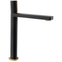 Sapho - kaisa Robinet de mélangeur de lavabo sans pop up déchets, 235mm, noir/or mat