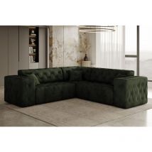 Kaise - r Möbel lux Corner, stark gesteppt in einem einzigartig weichen Stoff Whisper Grün