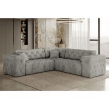 Kaise - r Möbel lux Corner, stark gesteppt in einem einzigartig weichen Stoff Whisper Silber