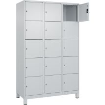 Armoire à clés Evolo PLUS – 15 casiers – Acier gris clair – 1950 mm de hauteur – Serrure à cylindre