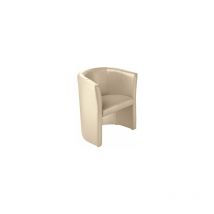 Sillón de club tapizado de poliuretano beige