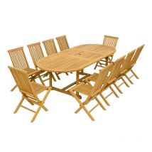 Concept-usine - Kajang: Salon de jardin Teck massif 10/12 pers - Table ovale + 10 chaises