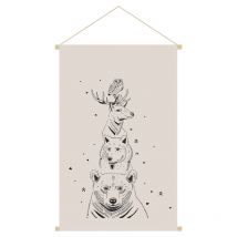 Miliboo - Kakemono enfant tableau en toile suspendue illustration animaux de la forêt L40 x H60 cm buddy