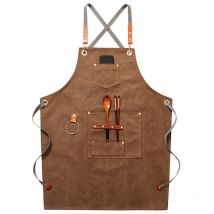 Kaki)Tablier de cow-boy de haute qualité avec poches pour coiffeur, peintre, jardinier, styliste de coiffure pour femme et homme