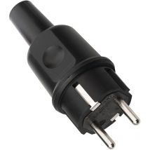 Schutzkontaktstecker 10-/16 A 250 V schwarz IP44 Vollgummi