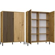 Kamaro – Moderner Schrank mit 8 Regalen und 2 Türen – 147,5x103,5x40 cm – Aufbewahrungsmöbel – Handwerks-Eiche