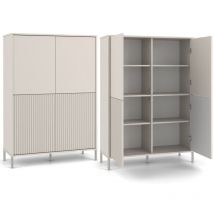 Kamaro – Moderner Schrank mit 8 Regalen und 4 Türen – 147,5x103,5x40 cm – Aufbewahrungsmöbel – Beige Cachemire