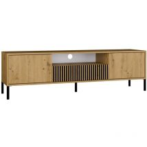 KAMARO – Mueble de TV 160 cm con dos puertas y un cajón – Roble artesanal