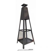Kekai - Kamin für Außenbereich Akita Totem 40x40x140 cm in Stahl Pyramiden-Design Schürhaken