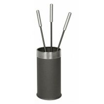Kaminbesteck Kamingarnitur Modell 417 geschlossener Behälter 4-teilig ø 16cm