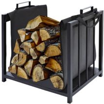 Kaminholzkorb 2-in-1 – Pulverbeschichteter Stahl, 50,5 cm Länge, 37 cm Breite, 50 cm Höhe, 4,85 kg – Praktischer Holzkorb für Kamin