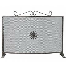 Kaminschirm aus Schmiedeeisen, rechteckig, gebogen, 'Made in Italy'. -Klein