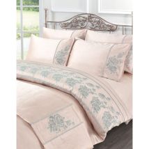 Kampala Hill Amara Embroidered Pink Duvet Cover Set With Pillowcases Double Bedding Set