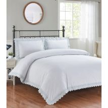 Kampala Hill - Embroidered Luxury Duvet Cover Set Bedding Set With Pillowcase(s) Evelyn White Single