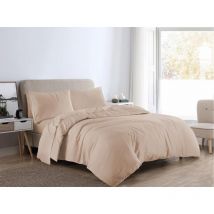 Kampala Hill - Plain Dye Flannelette Bedding Brushed Cotton Duvet Cover Set Latte King