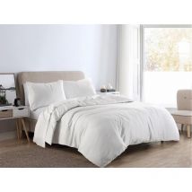 Kampala Hill - Plain Dye Flannelette Bedding Brushed Cotton Duvet Cover Set White Double