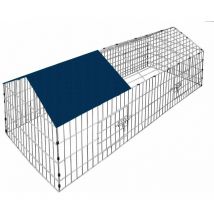 Cadoca - Freilaufgehege 180x75x75 Sonnenschutz Auslauf Garten Kaninchenstall Hasenstall Kleintierauslauf Dachstoff blau