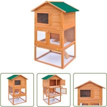 Hommoo - Kaninchenstall Kleintierhaus Hasenstall 3 Ebenen Holz - Kaninchenstall - Kleintierhaus - Hasenstall - Tiergehege - Holzhaus
