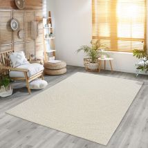 The Carpet - Kansas In- Und Outdoor Teppich Im Natürlichen Jute-look, Wetterfest, Geeignet Für Terrasse, Creme, 120 X 170 Cm
