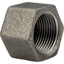 Gebo - Temperguss-Gewindefitting schwarz Kappe Sechskant, 1/2 Zoll, Typ 300, dvgw