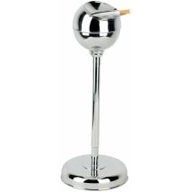 Kare Design Portacenere A Stelo Spheric, Metallo Cromato, 72cm, Coperchio Chiudibile, Altezza Regolabile 37 - 72cm, Con Posasigaretta, Retrò