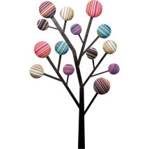 Design Appendiabiti Bubble Tree, Forma Albero, Multicolore, 111X65X7Cm, 6 Ganci Ornamentali Tipo Bottoni - Kare