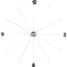 Kare - Design Orologio Da Parete Like Umbrella, Argento, Diametro 60cm, Struttira Ombrella Con Palline Di Decorazione, Batteria Non Inclusa, 60x60x6cm