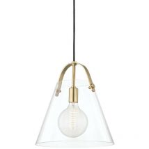 Karin Grand luminaire suspendu à 1 lumière, laiton, verre