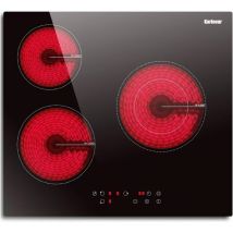 Karinear - Autarkes Kochfeld 60 cm, Glaskeramikkochfeld 3 Platten, 5200W Herdplatte 3 Kochfelder mit Kindersicherung, Timer, Touch-Bedienung, 9