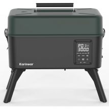 Karinear - Barbecue de Camping à Granulés de Bois, 6 en 1, Portable, Barbecue de Camping avec Alimentation via Batterie Externe 12V, Fumoir, Barbecue