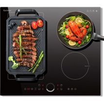 Karinear - Plaque Induction 4 Feux avec Flexzone, Plaque à Induction 60 cm Encastrable, Table Induction 4 Foyers avec Commande Circulaire, Booster,
