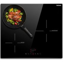 Karinear - Piano Cottura a Induzione 3 Fuochi, 5200W Piano Cottura Elettrico Incasso con Controllo Toccare, 60cm Piastra a Induzione 3 Zone con