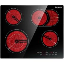 Karinear - Plaque de Cuisson en Vitrocéramique Encastrable 4 foyer avec Double Zone Extensible, Table de Cuisson électrique Intégrée avec Commande