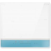 Karinear - Plaque Induction Flexizone 3 Feux encastrable avec Verre Blanc et Panneau de Commande Bleu, Table de Cuisson 60 cm avec Booster,