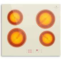Karinear Plaque Vitrocéramique Beige 4 Feux Encastrable, Plaque de Cuisson électrique 60 cm avec commande Tactile, Plaque Vitro 4 zones avec
