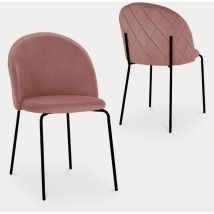 Mobilier Deco - karinne - Lot de 2 chaises en velours rose et pieds noirs