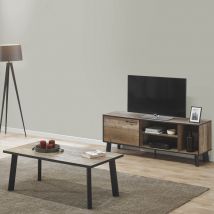 Karmina - Ensemble Table Basse + Meuble tv Aspect Bois et Métal
