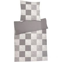 Inda-exclusiv - Karo Mikrofaser Wende Bettwäsche Anthrazit 135x200cm-D769244-karo