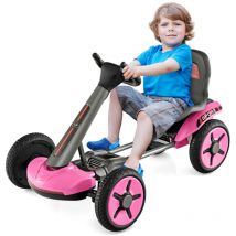 Kart à Pédale Pliable Enfants avec Siège & Volant Réglables Kart Electrique 12 V avec Démarrage Lent Lumière LED Charge 20kg pour Enfant de 2-5 Ans