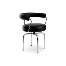 Privatefloor - Kart7 Swivel Chair - Faux Leather Black Stainless Steel, Leather, Metal, Vegan leather - Black