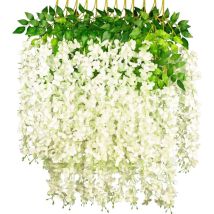 12 Pcs Fleurs Artificielles Faux Wisteria Vigne Guirlande Suspendue Romantique Glycine Fleurs Pour Mariage Arche Arrangement Cérémonie Maison Jardin 