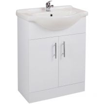 Voda Design - Kass 650mm Gloss White 2 Door Vanity Unit & Basin
