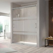 KASSANDRA BT111 BETTY Mampara Ducha Frontal 2 Puertas Correderas Plata Brillo Decorado - Medida: 140-144 CM - Medida: 140-144 CM - ref: