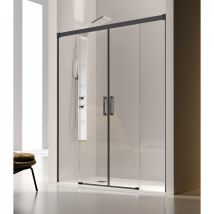 Kassandra Gs100 Glasé Mampara Ducha Frontal 2f+2c Negro Mate Transparente - Medida: 146-150 Cm - Ref: Gs1000516s146150